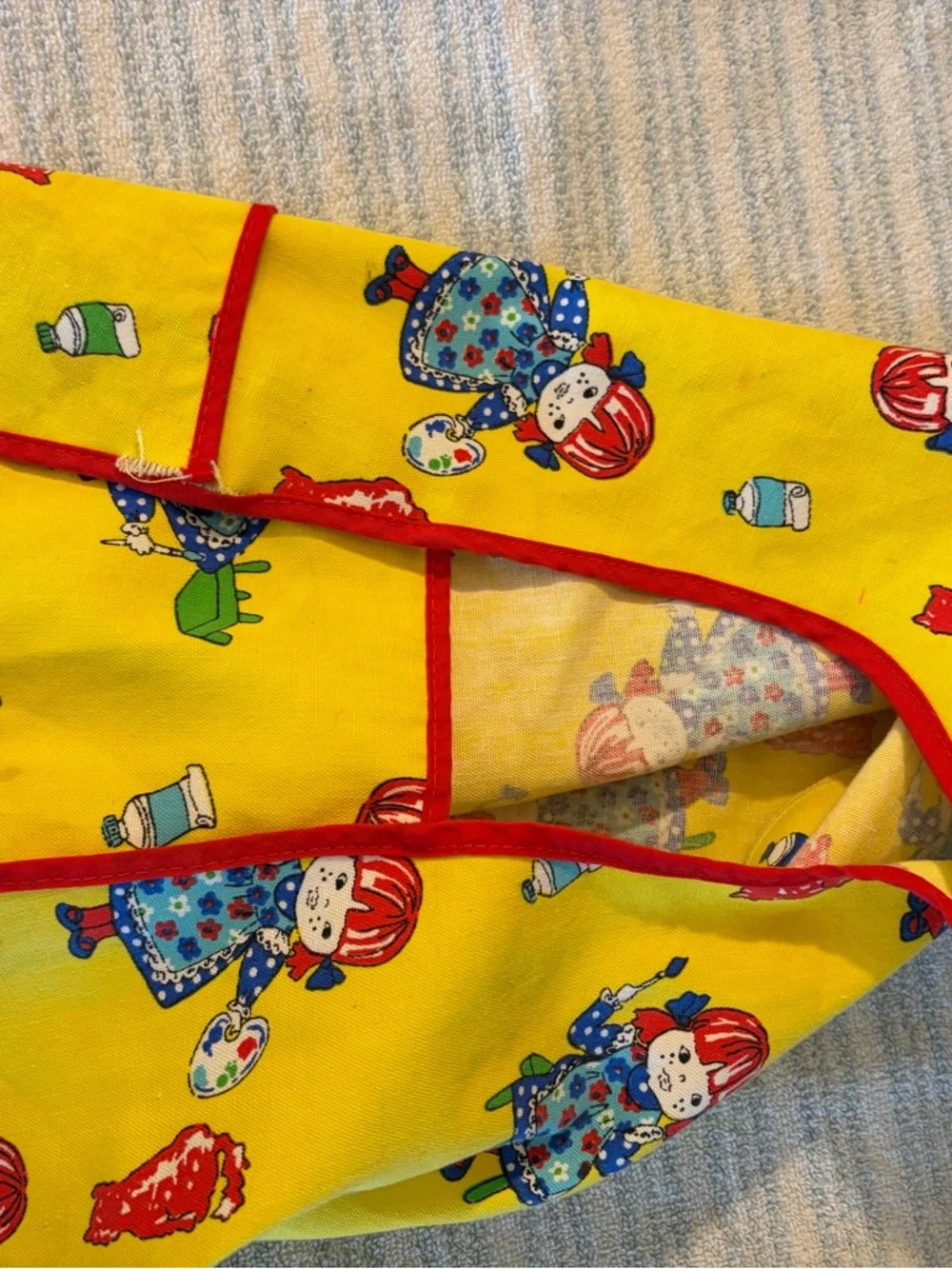 Vintage Kids Yellow Artist Smock with Red Trim